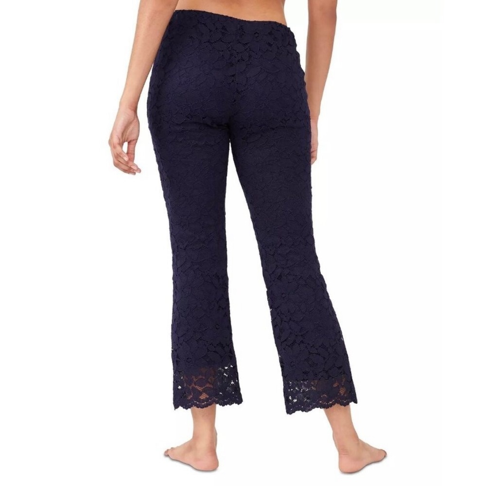 Free People WILD LACES PULL-ON CROP FLARE PANTS IN DISCO INDIGO - Picture 3 of 7